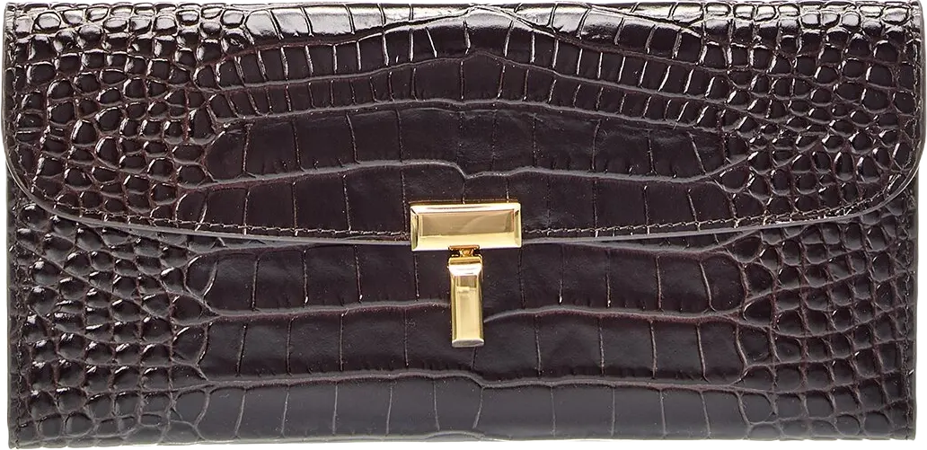 T-Lock Croc-Embossed Leather Continental Wallet