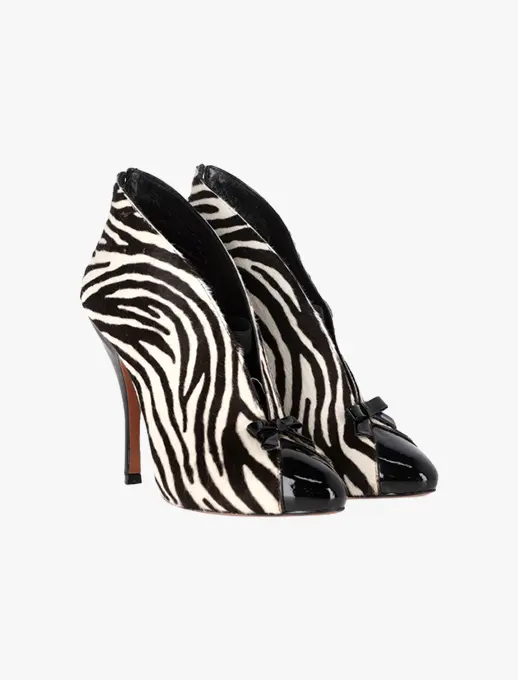 Women's Pony Hair Azzedine Zebra Print Bootie (Authentic Pre-Loved)