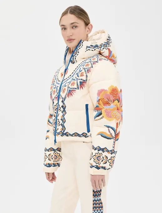 Lucy Floral Puffer Off White