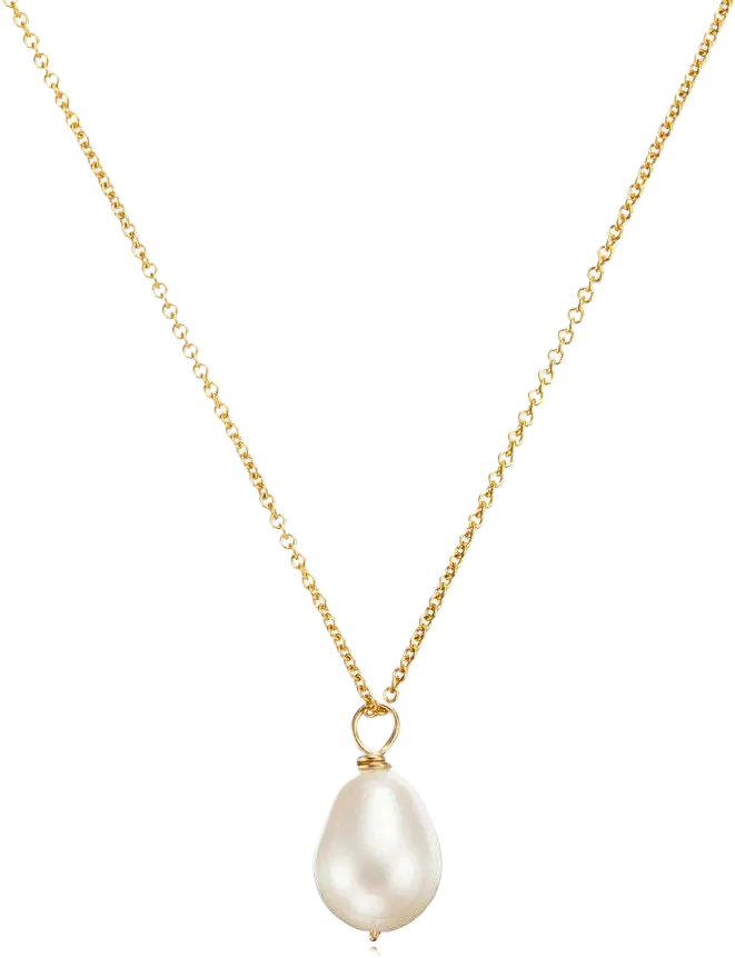 Gold Large Single Pearl Necklace