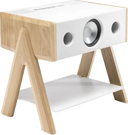 'Cube' speaker, white and oak